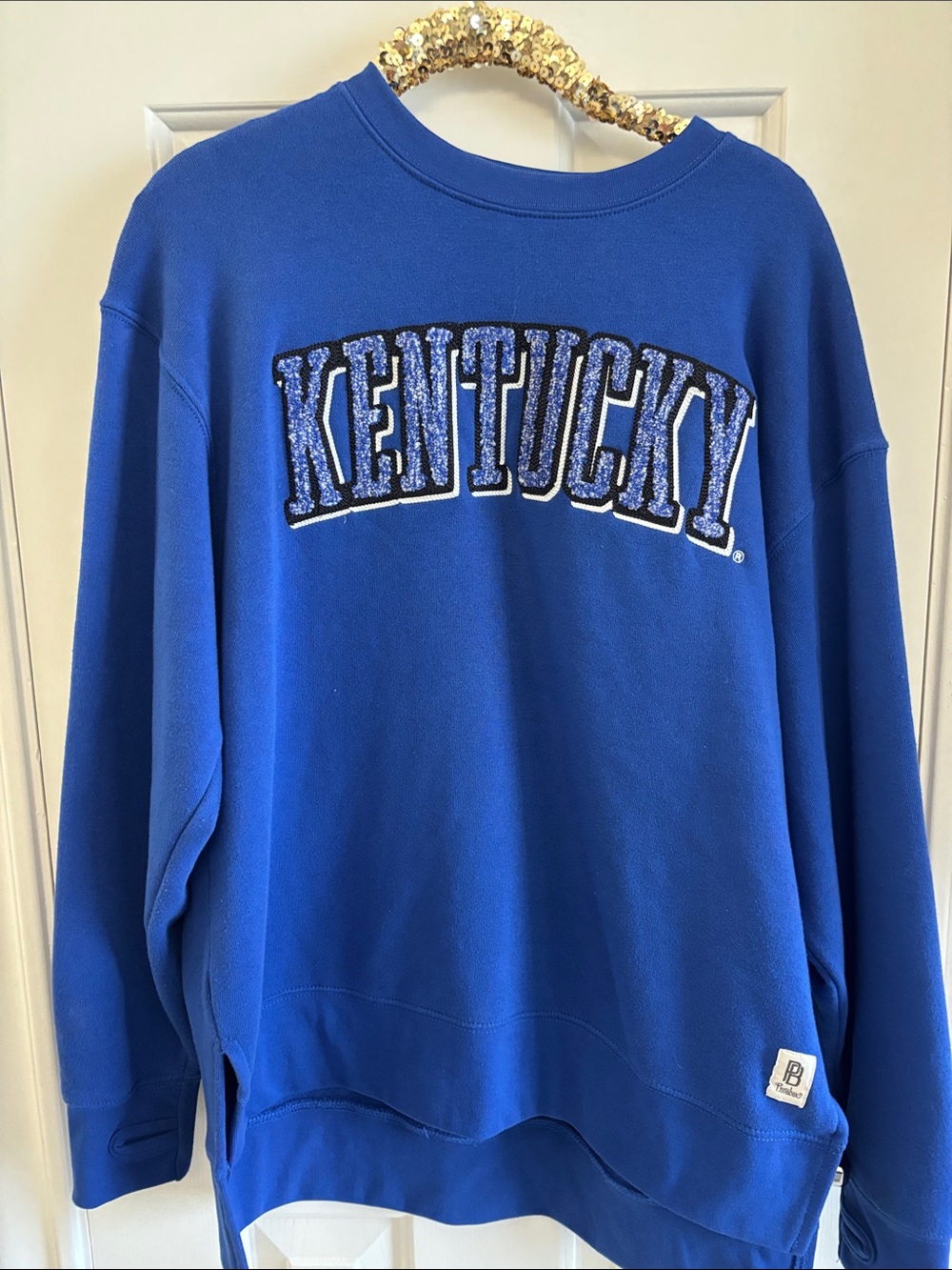 Pressbox Royal Blue Kentucky Sequin Logo Crewneck Sweatshirt